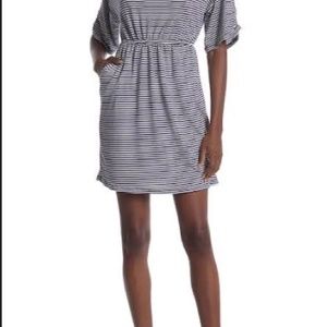 Good Luck Gem Cinched Waist Stripe Knit Dress with pockets - New with tags